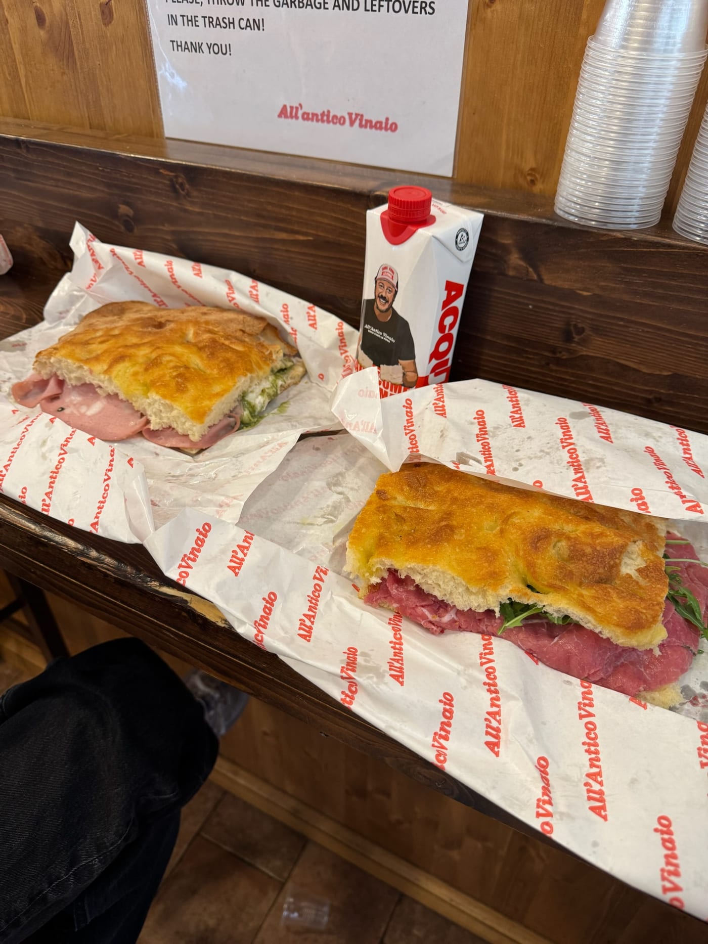 Two sandwiches from All'Antico Vinaio in Florence
