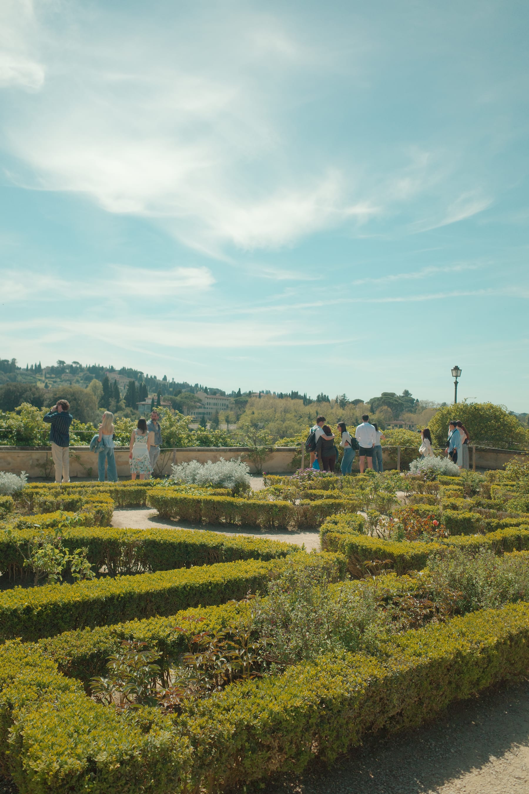Terraced greenery and garden paths inside Boboli Gardens in Florence