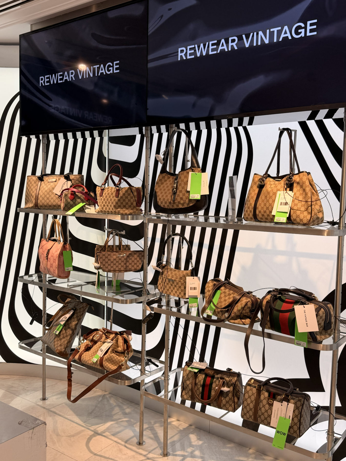 Designer bags displayed at WOW Concept in Madrid