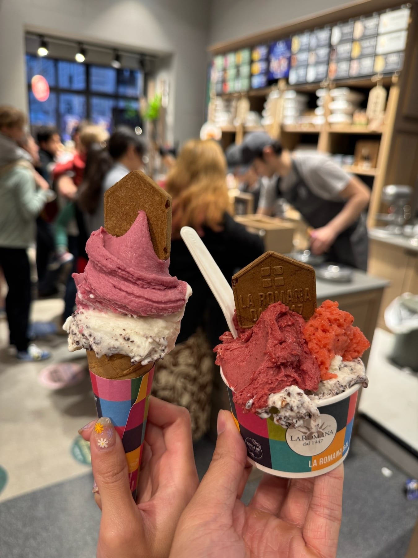 Two gelato orders from Gelateria La Romana in Rome