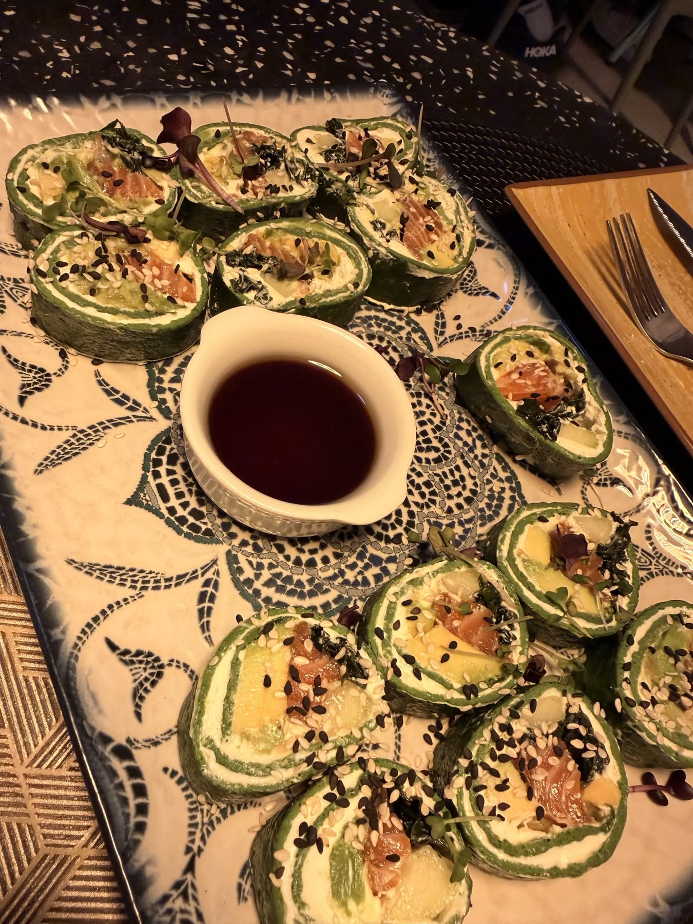 A green starter dish at Atávico in Seville