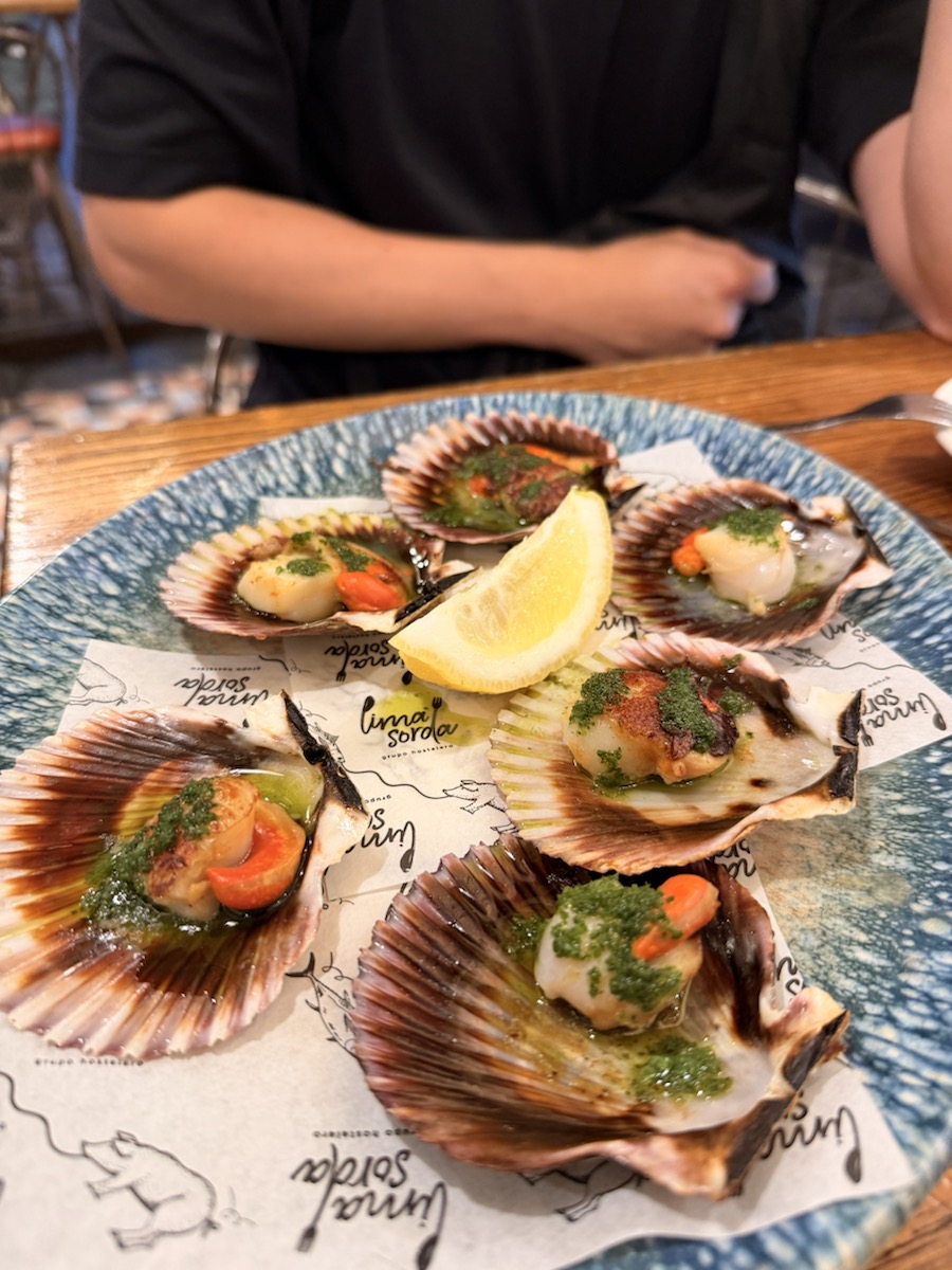 Grilled scallops during a tapas crawl in Seville