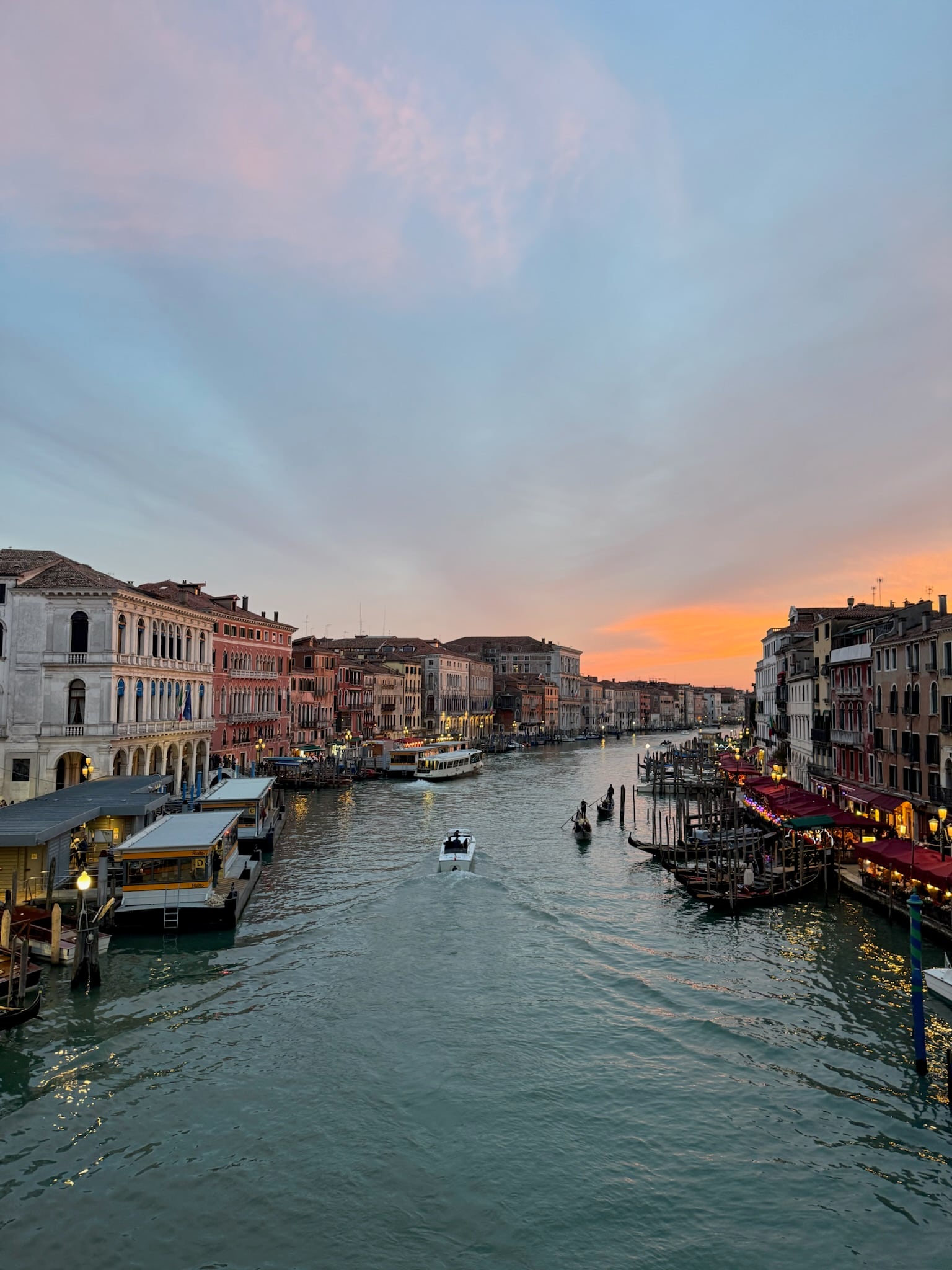 Grand Canal sunset view from Rialto Bridge in Venice