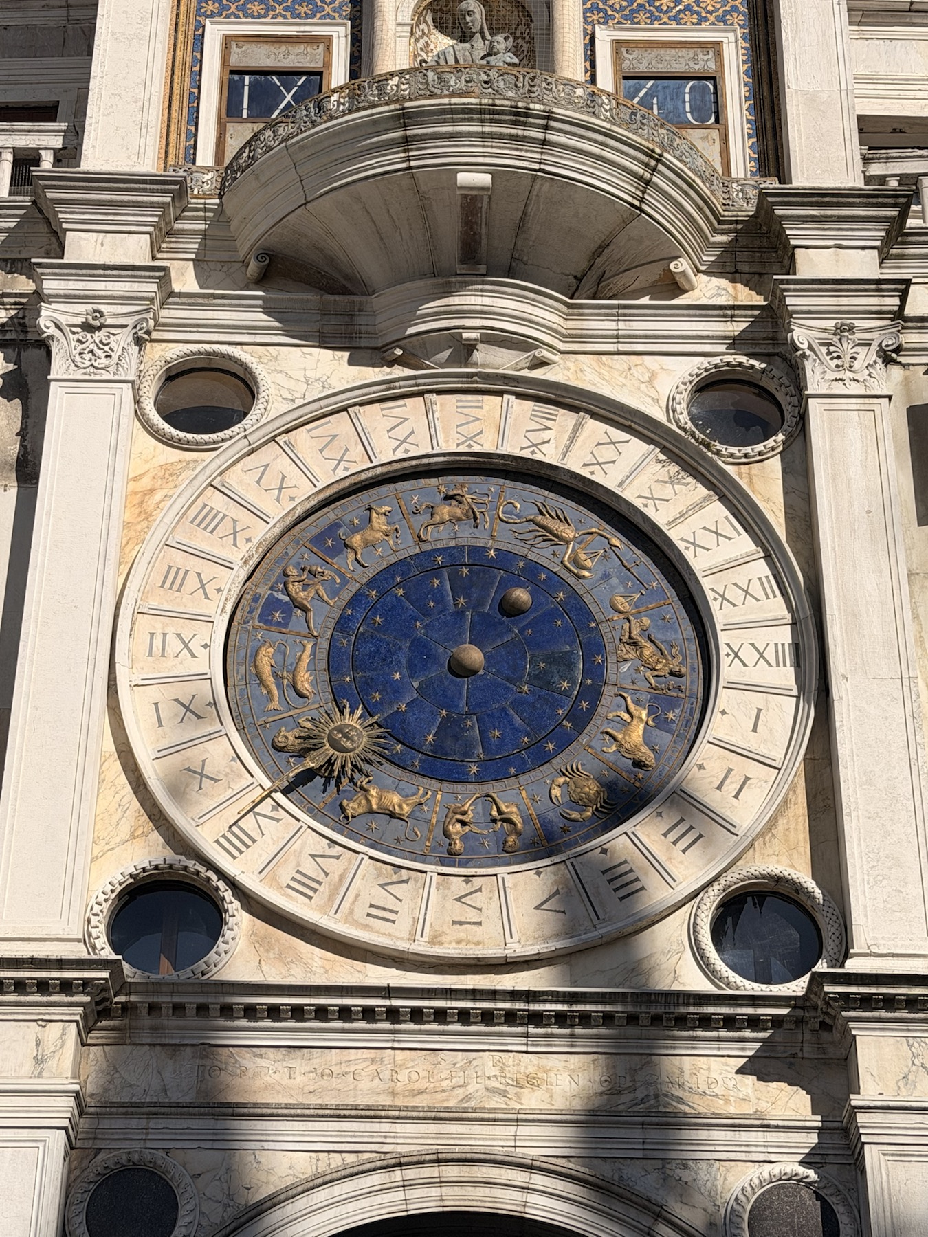 Torre dell'Orologio clock detail in Piazza San Marco